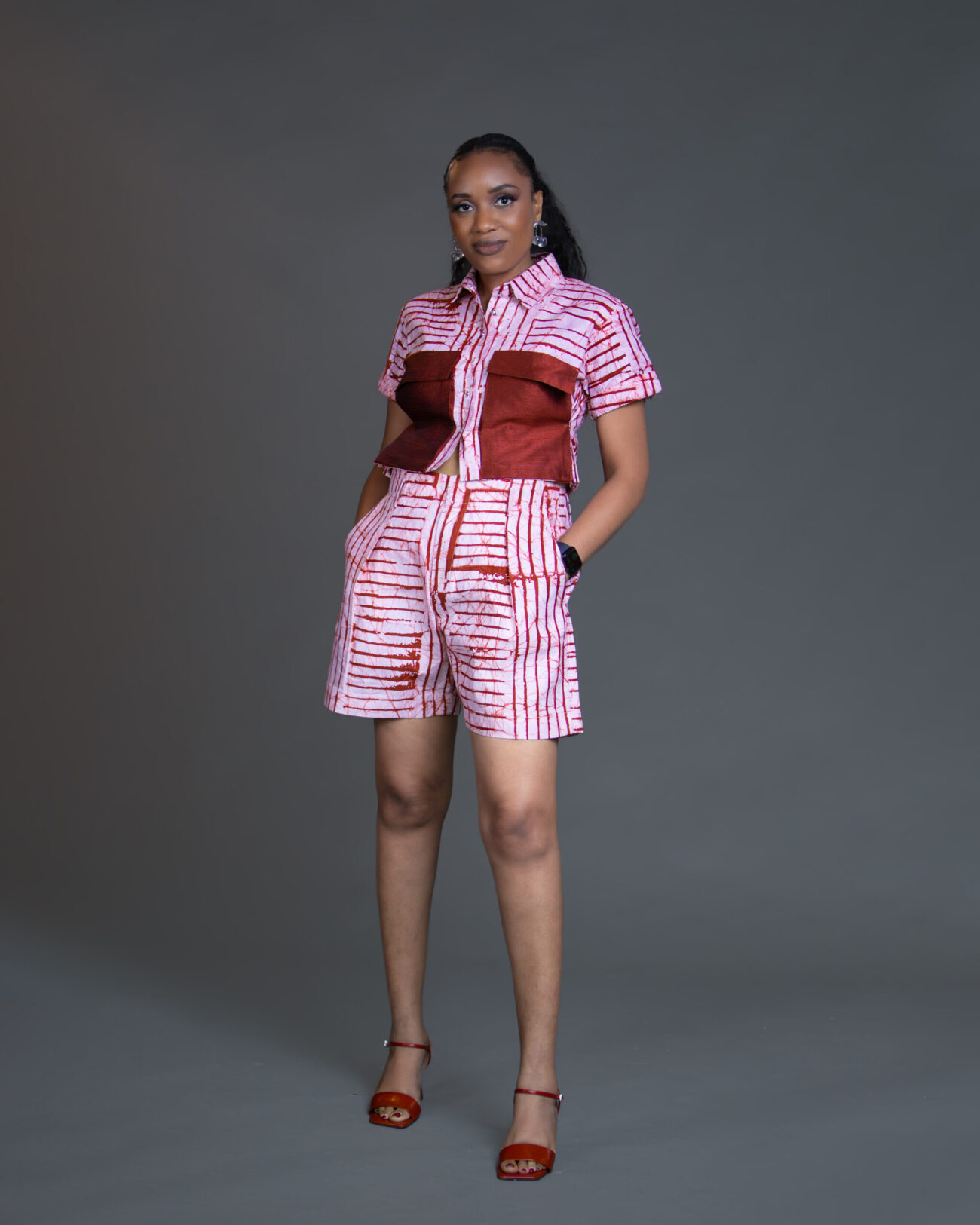 Flakky Adire Crop Shirt & Shorts Set